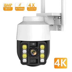מצלמת אבטחה אלחוטית WiFi 8MP 4K למעקב 360 מעלות